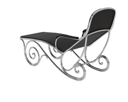 Ornate Metal-Framed Reclining Lounge Chair isolated on background. 3d rendering - illustration