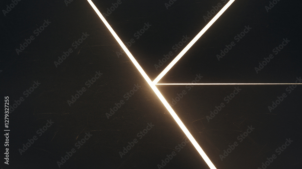 Poster a dark minimalist image featuring a sharp glowing white line intersecting in a geometric x shape, sy