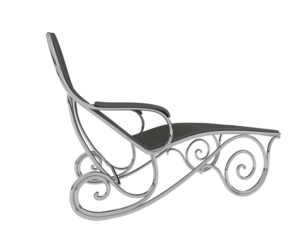 Ornate Metal-Framed Reclining Lounge Chair isolated on background. 3d rendering - illustration