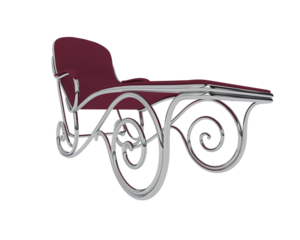 Ornate Metal-Framed Reclining Lounge Chair isolated on background. 3d rendering - illustration