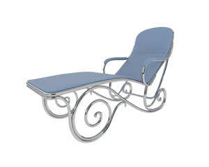 Ornate Metal-Framed Reclining Lounge Chair isolated on background. 3d rendering - illustration