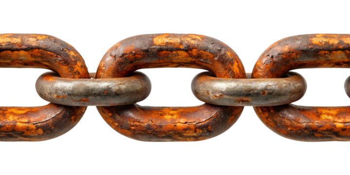  Rusty Metal Chain, Oxidized Iron Links, Industrial Texture – High-Quality Transparent PNG