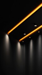 Elegant Black Ceiling With Track Lighting Illuminating a Stylish Interior Space at Dusk