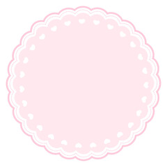 Circle heart scallop lace ornament frame isolated.	