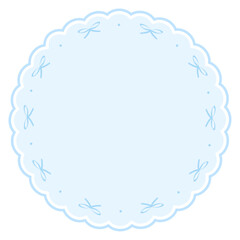 Circle vintage scallop ribbon lace ornament frame isolated.	
