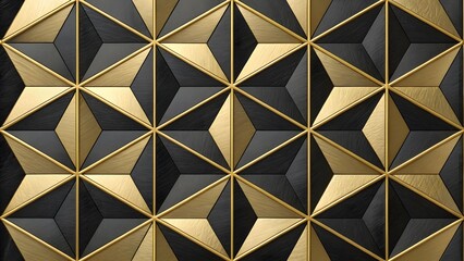 Seamless geometric pattern with 3d metallic gold a