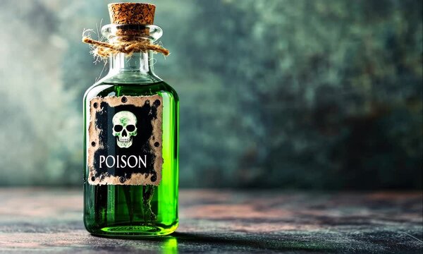 glass bottle with green poison liquid animation