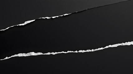 Ripped torn paper edges isolated on black background