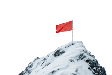 swiss flag on the top of mountain isolated on white background.PNG