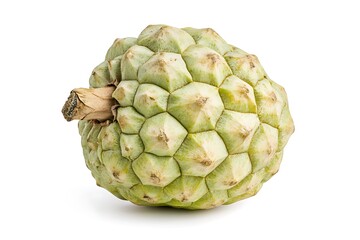 Fototapeta premium A Custard Apple with Its Textured Skin, Isolated on White Background