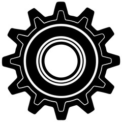 gear black silhouette vector, Simple silhouette Design vector icon with white background. 