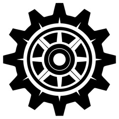 Obraz premium gear black silhouette vector, Simple silhouette Design vector icon with white background. 