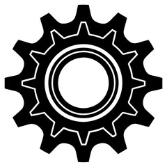 gear black silhouette vector, Simple silhouette Design vector icon with white background. 
