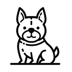 Adorable French Bulldog Outline Icon Isolated On White Background
