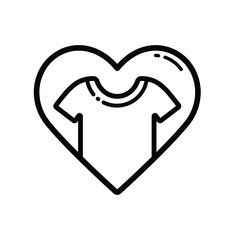 Heart T-Shirt Love Outline Icon Isolated On White Background