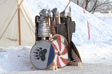 a set of medieval weapons