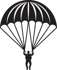 silhouette of parachute and vector illustration of a parachute ride a man