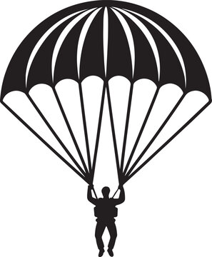 silhouette of parachute and vector illustration of a parachute ride a man
