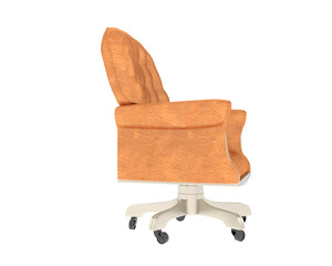 Plush Executive Office Chair with Rolling Base isolated on background. 3d rendering - illustration