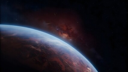 Realistic 3d planet with glowing atmosphere co