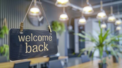 welcome back to the office hanging sign