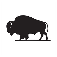 Vector  black and white bison silhouette