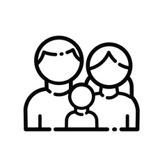 Happy Family Outline Icon Isolated On White Background