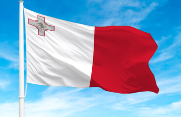 Flagpole with the flag of Malta 3D Rendering