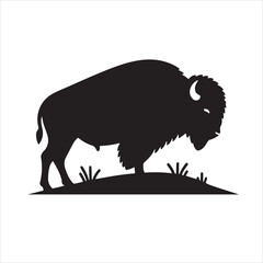 Vector  black and white bison silhouette