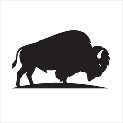 Vector  black and white bison silhouette