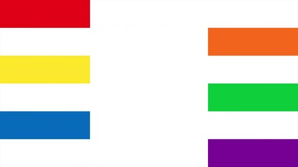 lgbt flag of six stripes of different colors that appear from both sides. animation 4K