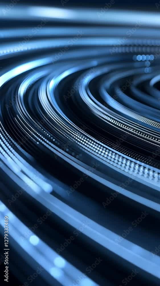 Poster a futuristic abstract image featuring swirling lines of light in shades of blue, representing digita