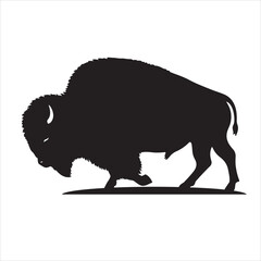 Vector  black and white bison silhouette