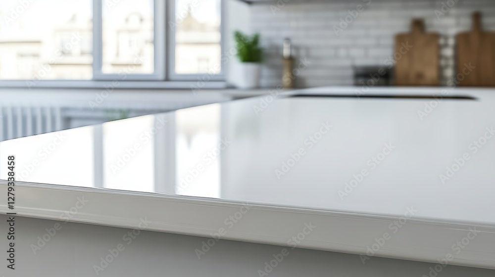 Poster bright light shines on a white platform in a minimalist studio space creating a dynamic visual contr