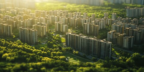 City Skyline Merging With Lush Green Parkland Under Bright Sunlight in a Vibrant Urban Environment