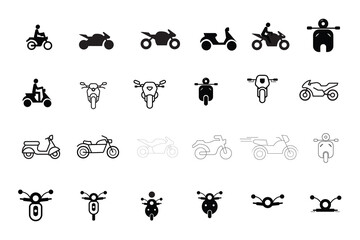 Motorcycle, Bike Transport Icon. Black simple thin line icon vector illustration
