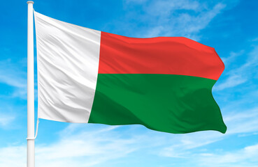 Flagpole with the flag of Madagascar 3D Rendering