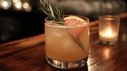 Refreshing Citrus Cocktail with Rosemary and Grapefruit Garnish