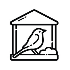 Bird Feeder Station Outline Icon Isolated On White Background