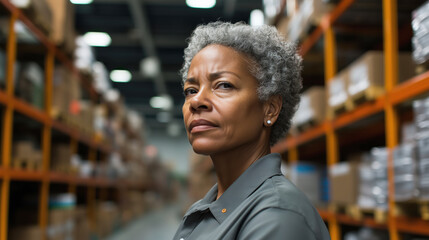 Warehouse manager overseeing inventory distribution center portrait