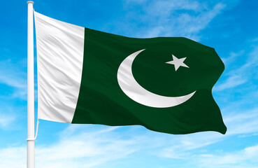  Flagpole with the flag of Pakistan 3D Rendering