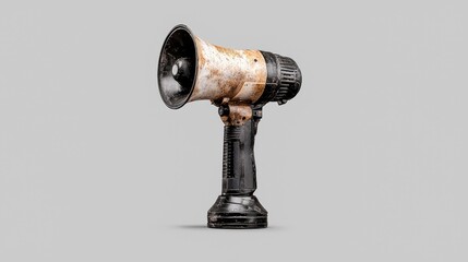 Vintage megaphone, isolated on gray background, possible use in historical or social media projects