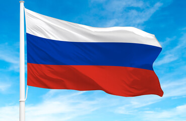 Flagpole with the flag of Russia 3D Rendering