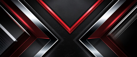 Obraz premium A modern and bold background featuring sharp red and silver diagonal lines on a dark textured surface, creating a sleek, futuristic aesthetic with a high-tech appeal. Gamer background