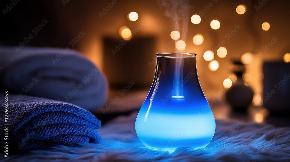 Poster ambient diffuser with led lights creating relaxing mist