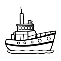 Obraz premium Colorful Tugboat Line Art Vector for Fun Projects