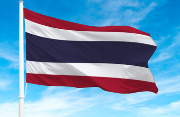  Flagpole with the flag of Thailand 3D Rendering