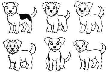 cute dog silhouette icon line art