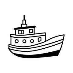 Obraz premium Classic Tugboat Outline Vector for Vintage Themes