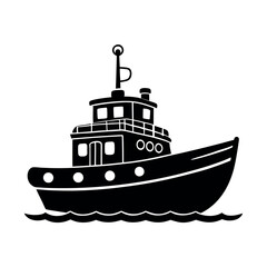 Obraz premium Elegant Tugboat Silhouette Vector Clipart